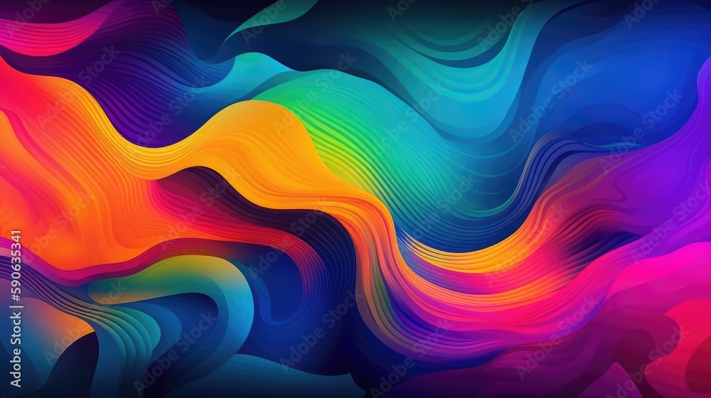 Modern background of rainbow gradients and curves with fluid, liquid motion with generative ai Modern background of rainbow gradients and curves with fluid, liquid motion with generative ai
