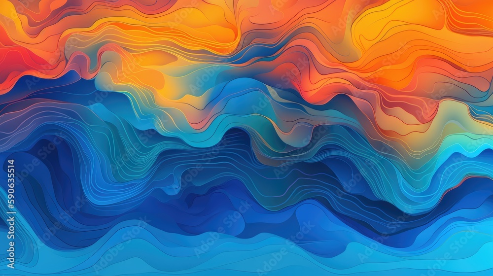 Obraz premium Modern background of rainbow gradients and curves with fluid, liquid motion with generative ai