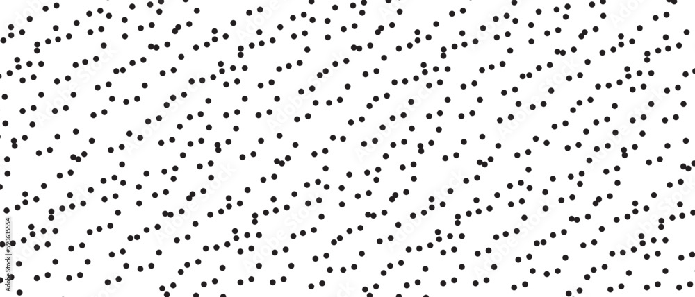 Black polka dot pattern on white background. Straight dot pattern for backdrop and wallpaper template. Simple classic polka dot lines with repeat stripes texture. Polka background, vector illustration