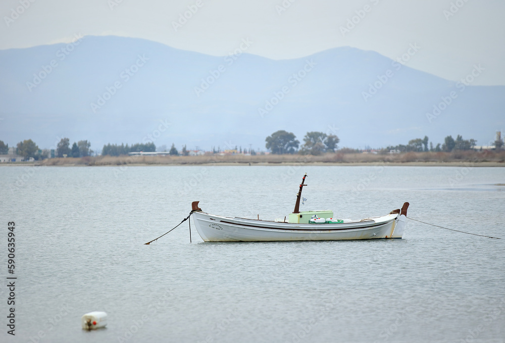 A small fishing boat in the port. The town of Nafplio in the eastern Peloponnese (Greece).