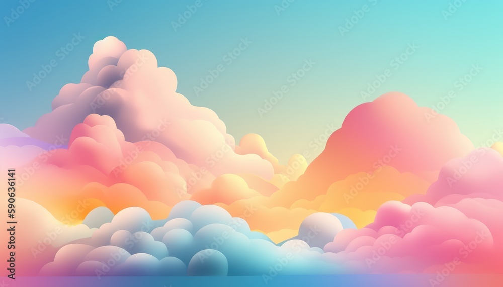 Soft colorful clouds background with generative ai