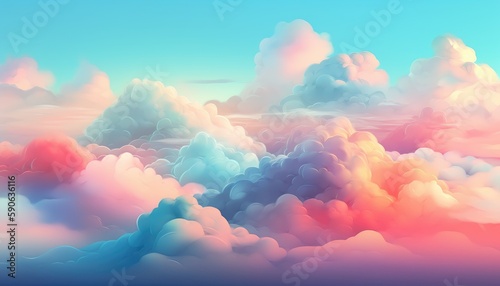 Soft colorful clouds background with generative ai photo