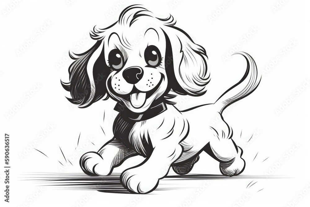 Coloring page outline of cartoon cute little puppy dog. illustration coloring book for kids. Generative AI Coloring page outline of cartoon cute little puppy dog. illustration coloring book for kids. Generative AI