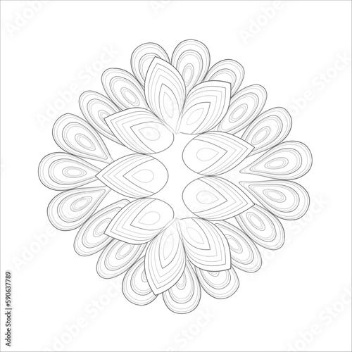 Fototapeta Naklejka Na Ścianę i Meble -  Printable Decorative Doodle flowers in black and white for coloringbook, cover or background. Hand drawn sketch for adult anti stress coloring page vector.