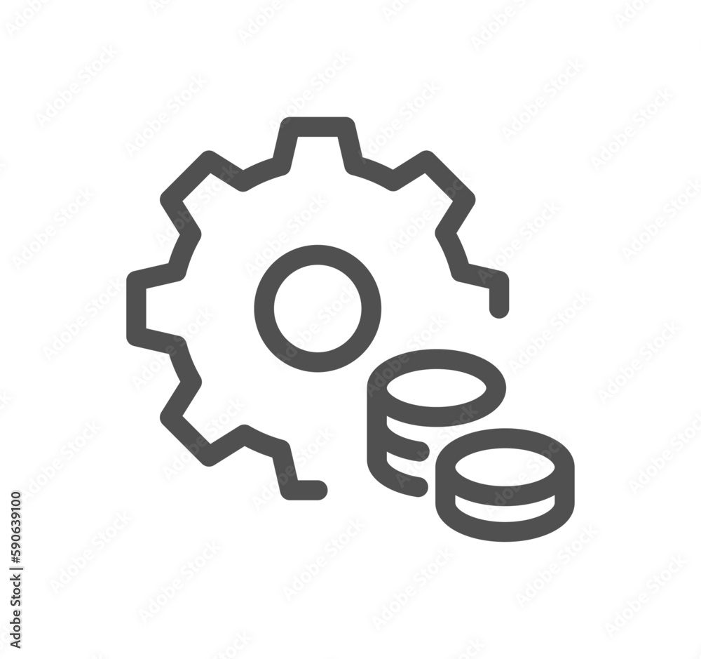 Obraz premium Gear related icon outline and linear vector.