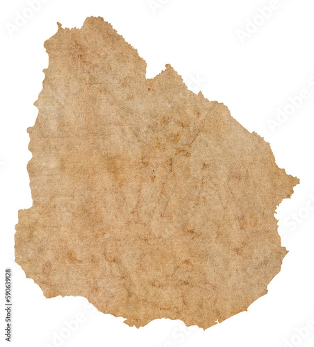 map of Uruguay on old brown grunge paper