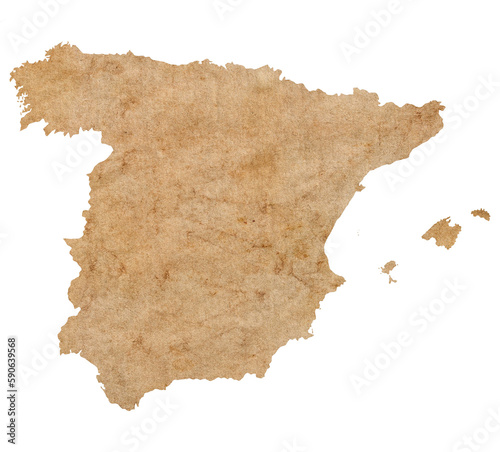 map of Spain on old brown grunge paper