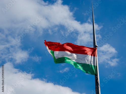 Canvas Print The Hungarian national flag in the centre of Budapest