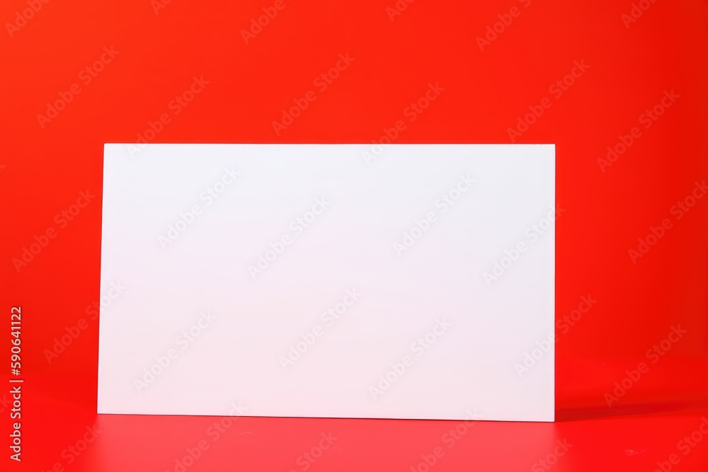 Blank white poster on red background. Generative AI. Blank white poster on red background. Generative AI.
