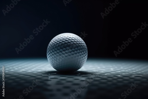 Golf ball on abstract black background. Generative AI.