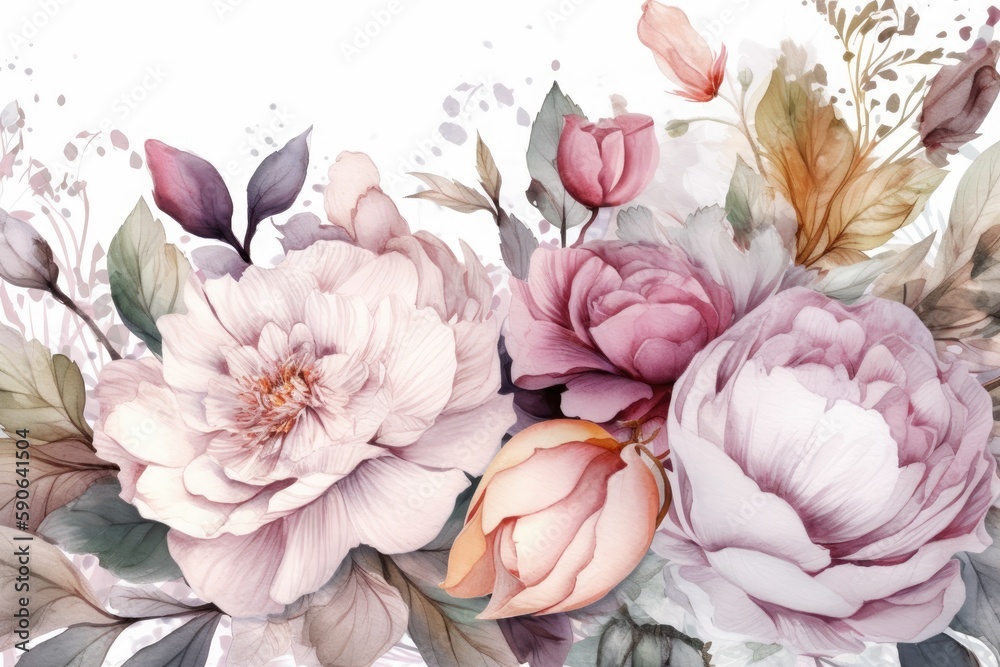 bright and colorful flowers arranged on a white background. Generative AI bright and colorful flowers arranged on a white background. Generative AI