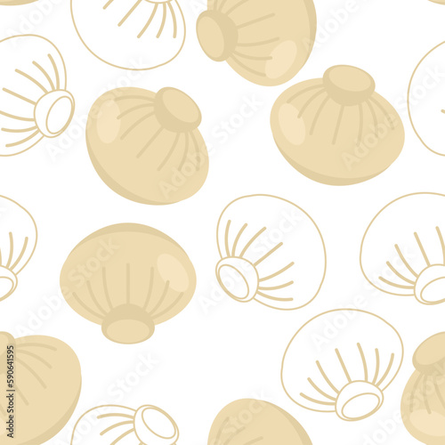Chinese dumplings pattern seamless. Food Vector texture