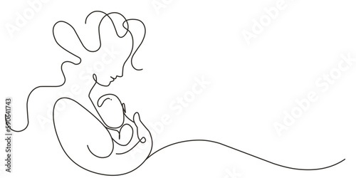 Mothers day line art style vector illustration