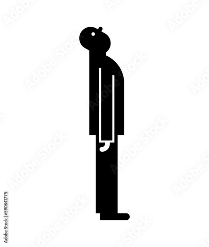 Man looks up symbol. Looking up guy sign