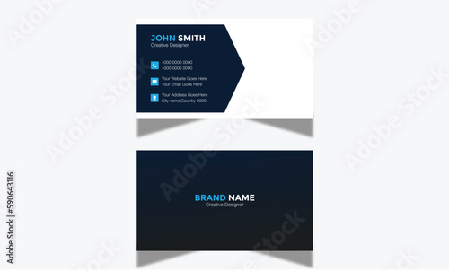 Minimal Modern Corporate and Creative Business Card Design Template Double-sided -Horizontal Name Card Simple and Clean Visiting  Card Vector illustration Colorful Business Card