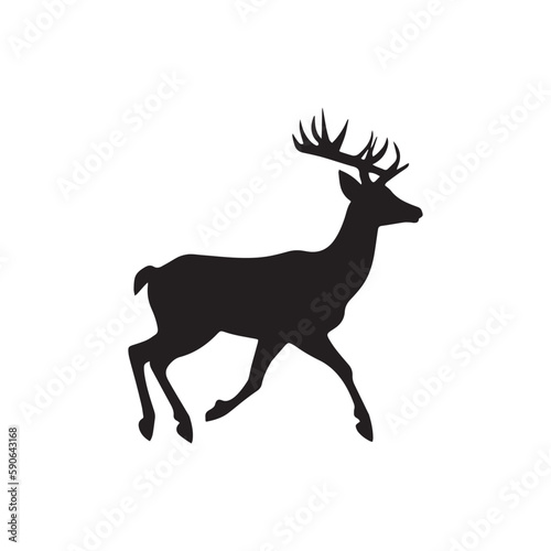  A running deer silhouette vector art.