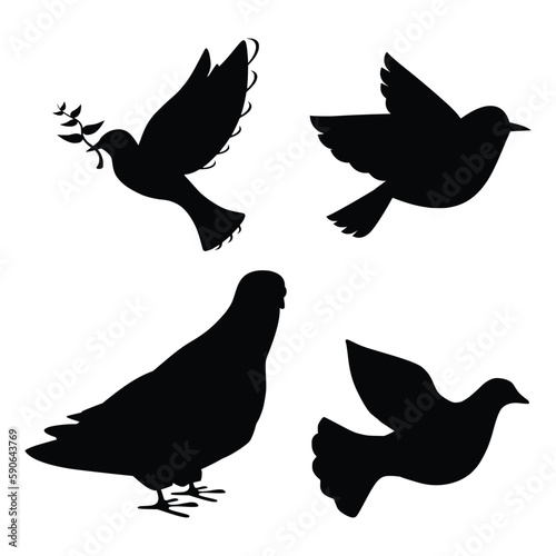 A black silhouette of a dove