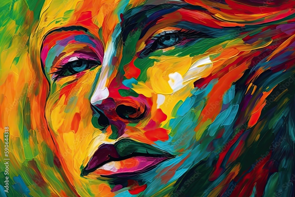 colorful portrait of a woman's face. Generative AI