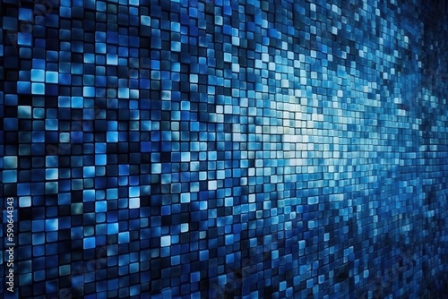 Wallpaper Mural blue tiled wall with a clear blue sky background. Generative AI Torontodigital.ca