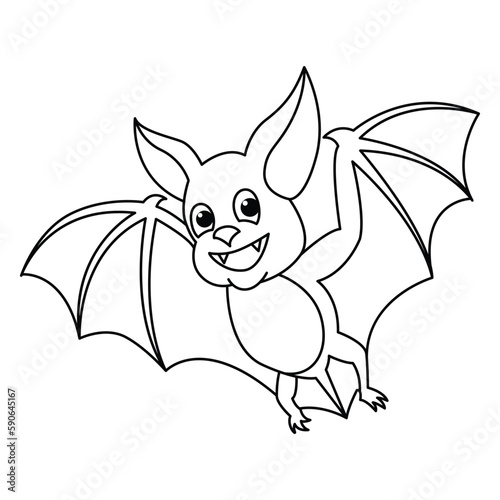 Funny bat cartoon characters vector illustration. For kids coloring book.