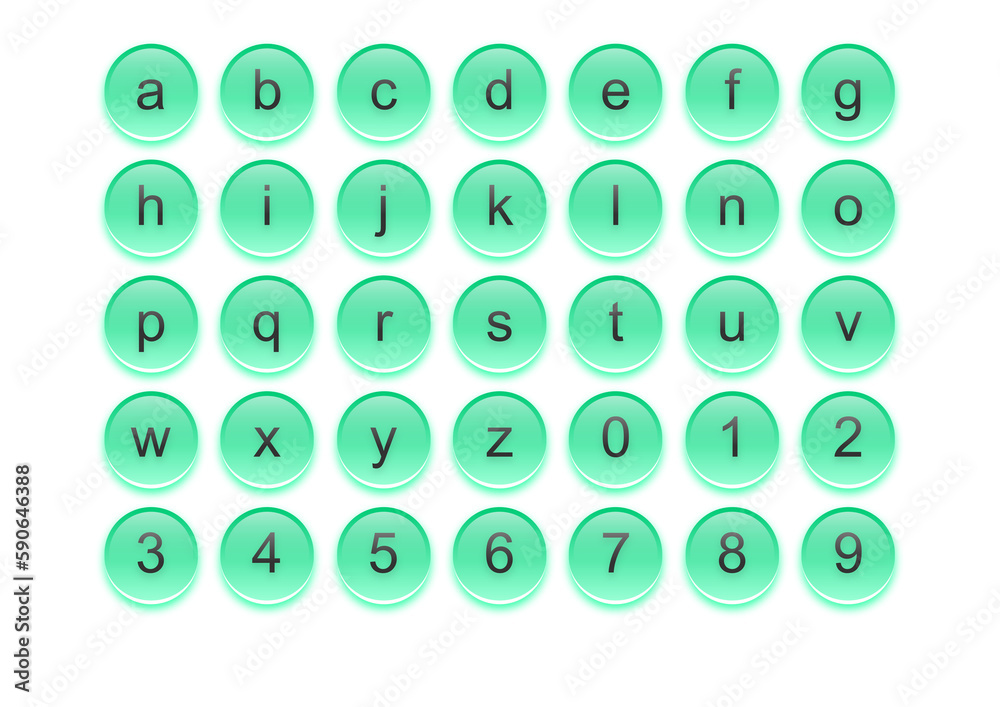 aqua buttons with letters