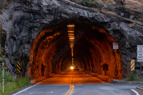 Traffic in the Wawona Tunnel on the way into Yosemite photo