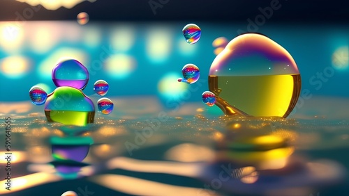 Bubbles on the surface of water - generative ai