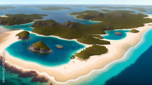 Aerial of little islands - Generative AI