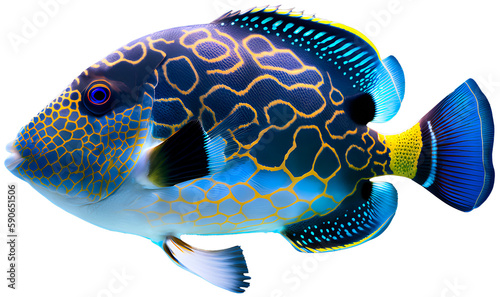 Tropical reef fish. AI generated illustration.
