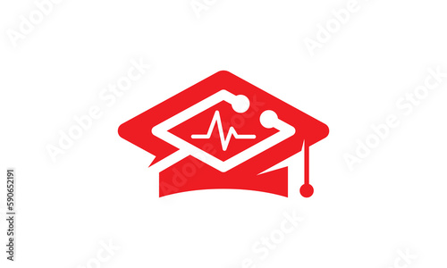 stethoscope and graduate logo design. creative education, health, doctor icon vector.