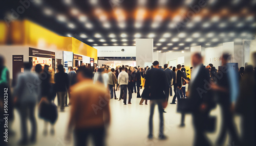 Background of an expo with blurred individuals photo