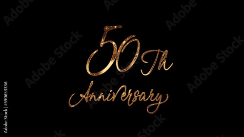 Congratulations on the 50th anniversary in gold color. Great for anniversary Celebrations Around the World. 4k video greeting card. Transparent Background. photo