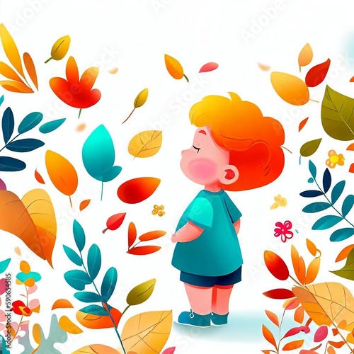 Forest boy, pure nature, happiness in color