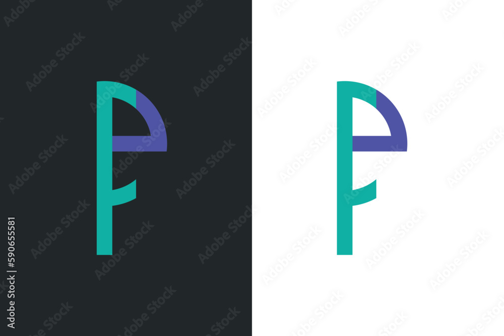 Letter F, and P combine unique logo vector illustration. FP letter mark ...