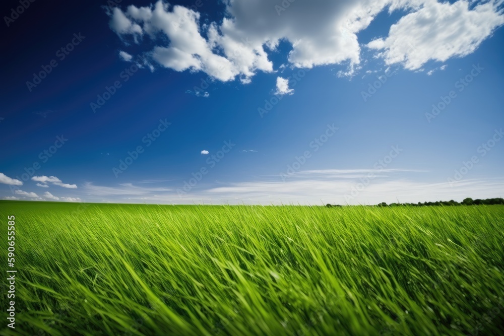 a texture with a blue sky, green grass, and blang copyspace. Generative AI a texture with a blue sky, green grass, and blang copyspace. Generative AI