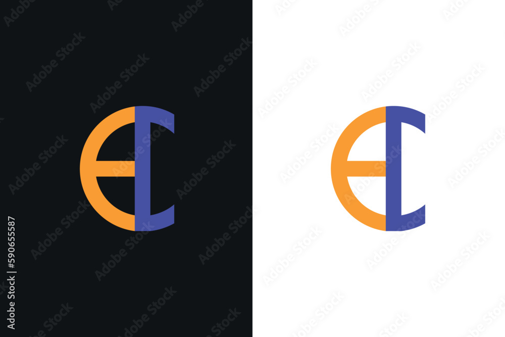 Letter E, and C combine unique logo vector illustration. EC letter mark logo template with smart color for light and dark background. Letter E, and C combine unique logo vector illustration. EC letter mark logo template with smart color for light and dark background.