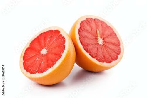 Vibrant Grapefruit on Pristine White Background - Generative Ai
