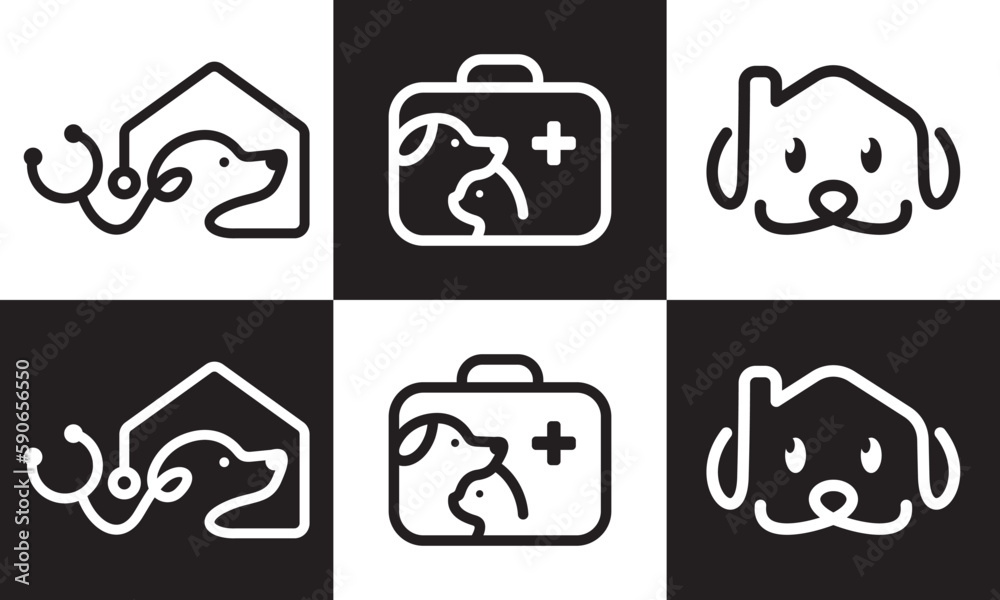 dog home logo design. health pet care concept symbol vector illustration. dog home logo design. health pet care concept symbol vector illustration.
