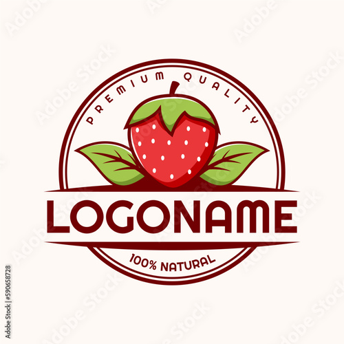 Strawberry logo template, suitable for farm, market, and restaurant