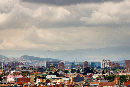 Panoramic of the city of Bogota, Colombia, with hills in the background