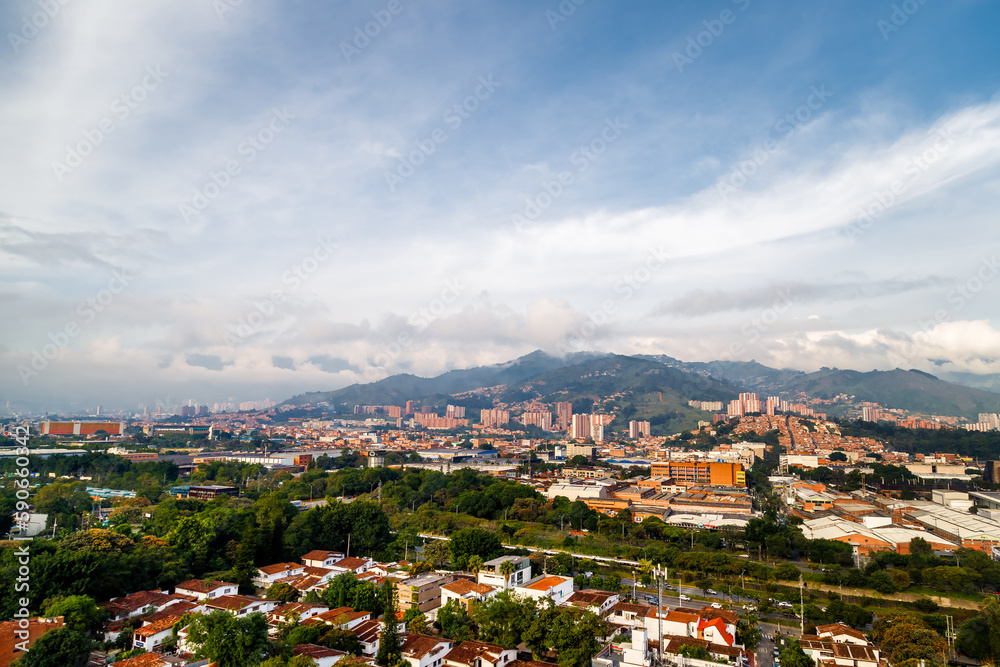 Panoramic sunrise view in Medellin, Colombia