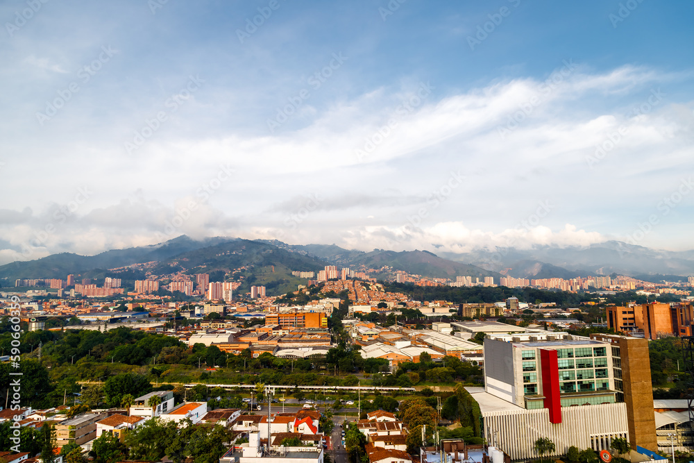 Panoramic sunrise view in Medellin, Colombia