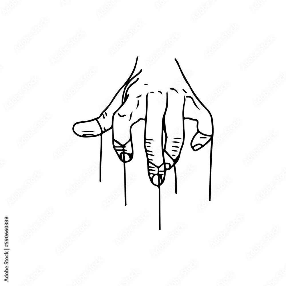 Obraz premium vector illustration of a hand with a rope