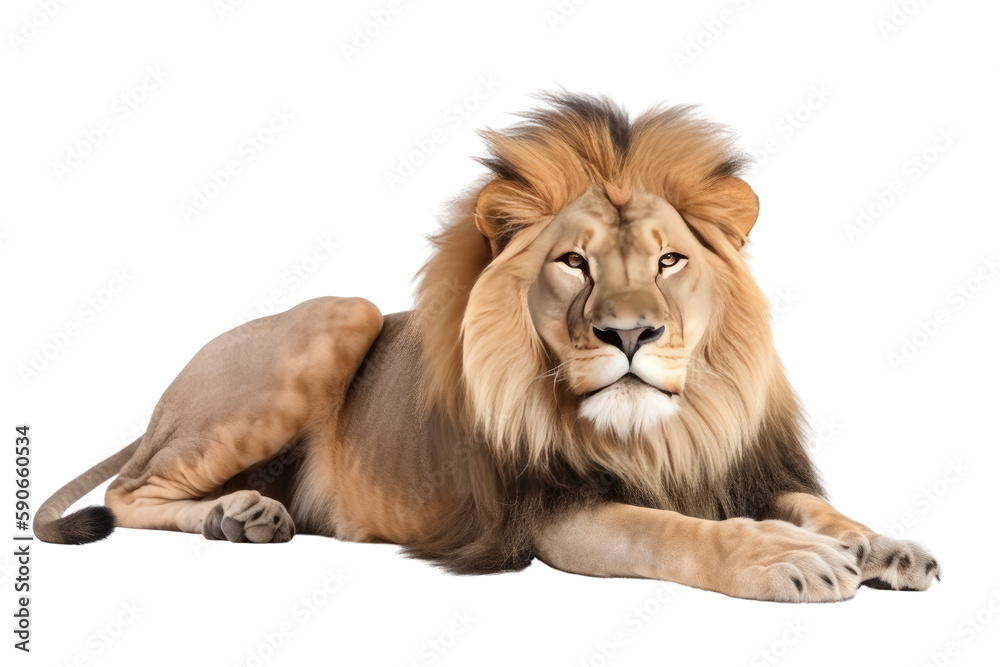 lion isolated on transparent background, generative ai