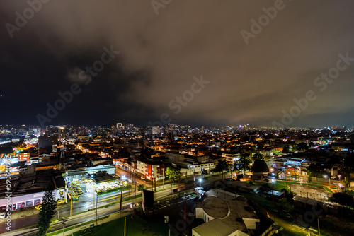 Night view of the Chapinero neighborhood in Bogota, Colombia