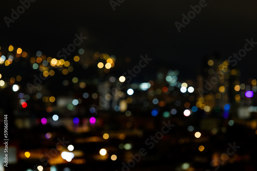 Defocused night panorama of the streets of Bogota, Colombia © simonmayer