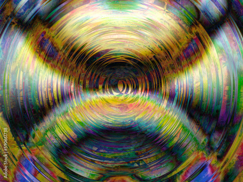 circular deep tunnel refracting spiral glass hyperspace vortex abstract background