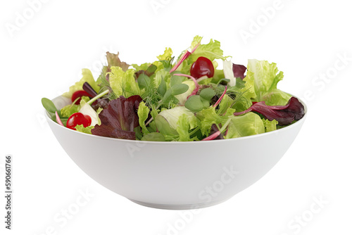 fresh salad in a bowl isolated on transparent background photo