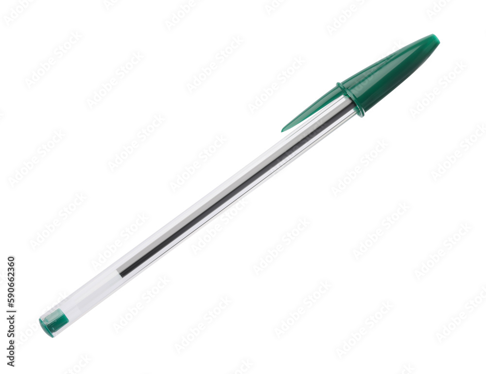 New stylish green pen isolated on white