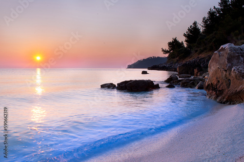 Marble beach sunrise. Thasos island  Greece